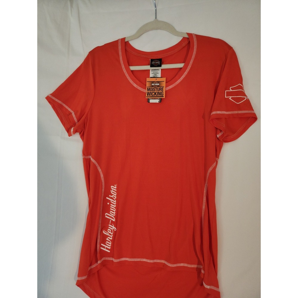 Harley-Davidson Womens Orange Moisture Wicking Cutout Back Performance Tee XL